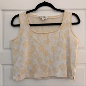 St. John Knit Vintage White and Cream Floral Tank Top